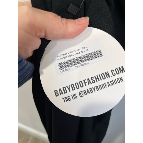 Babyboo Beatrix Maxi Dress Black Slit Formal Evening Gown NWT XS Y2K - Picture 9 of 10